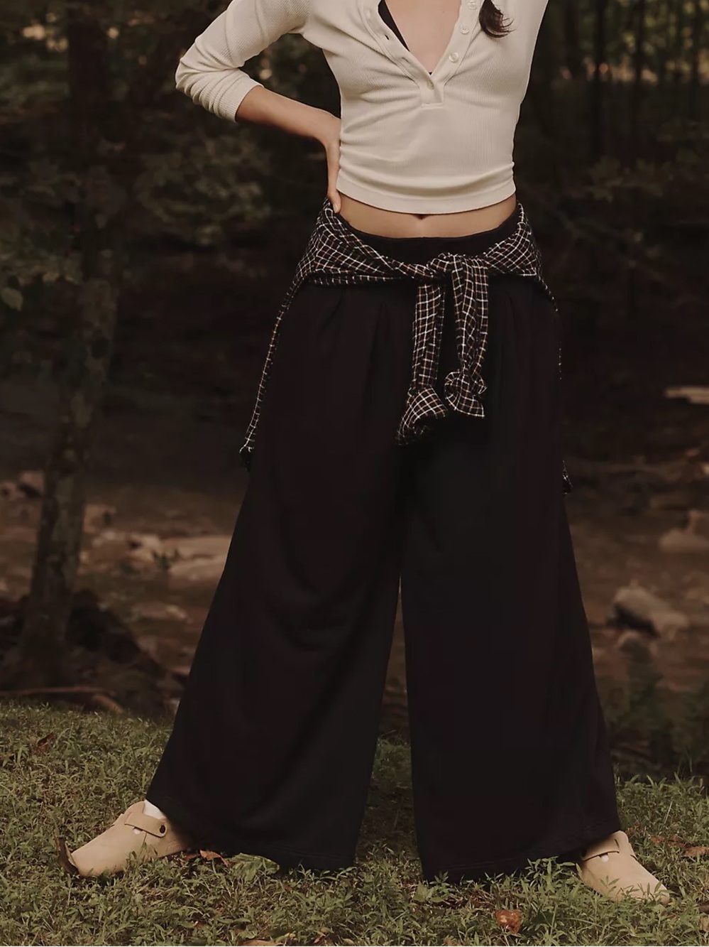 Daily Practice Anthropologie Extra Wide Leg Pleated Pants Heavyweight Cotton